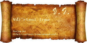 Vértesi Irma névjegykártya